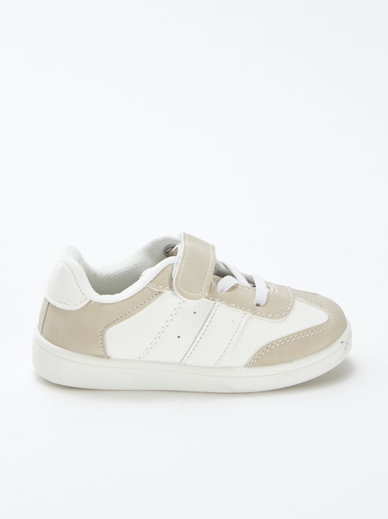 Sneakers basse con strappi e stringhe elasticizzate BEIGE - Kiabi