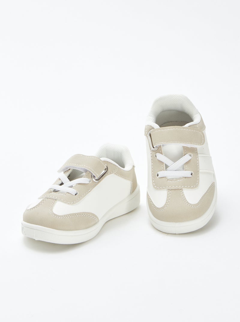 Sneakers basse con strappi e stringhe elasticizzate BEIGE - Kiabi