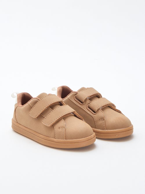Sneakers basse con velcro in ecopelle scamosciata bicolore - Kiabi