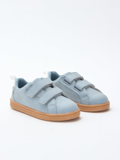 Sneakers basse con velcro in simil suede bicolore - Kiabi