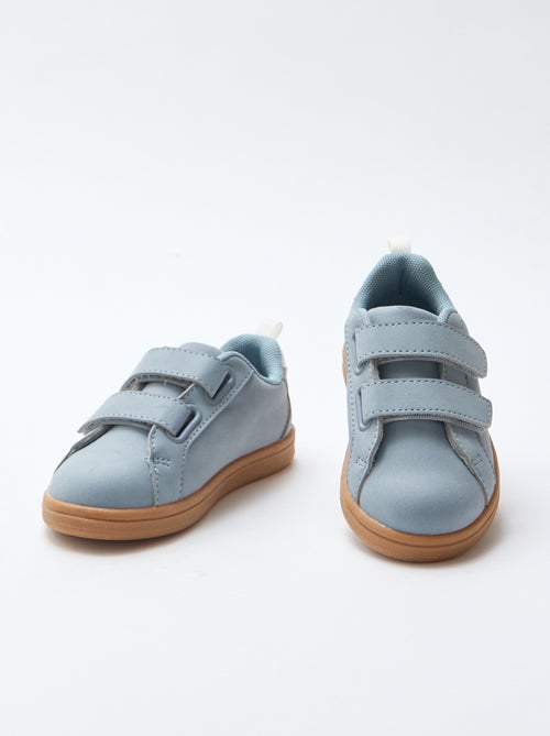 Sneakers basse con velcro in simil suede bicolore - Kiabi
