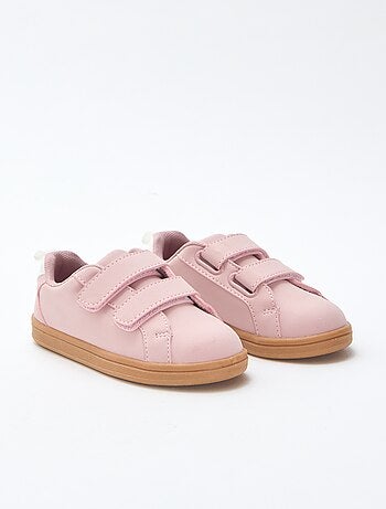 Sneakers basse con velcro in suede bicolore