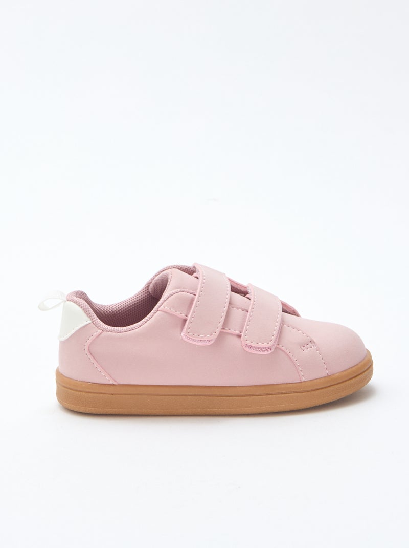 Sneakers basse con velcro in suede bicolore Rosa - Kiabi