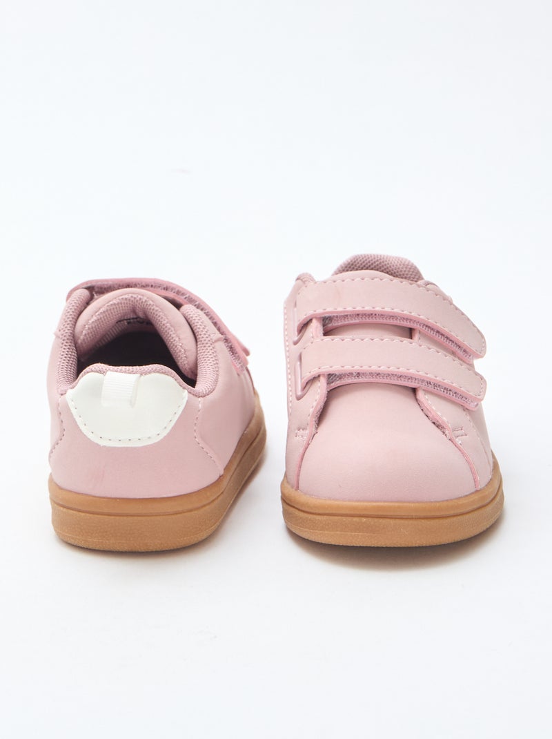 Sneakers basse con velcro in suede bicolore Rosa - Kiabi