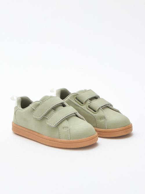 Sneakers basse con velcro in suede bicolore - Kiabi