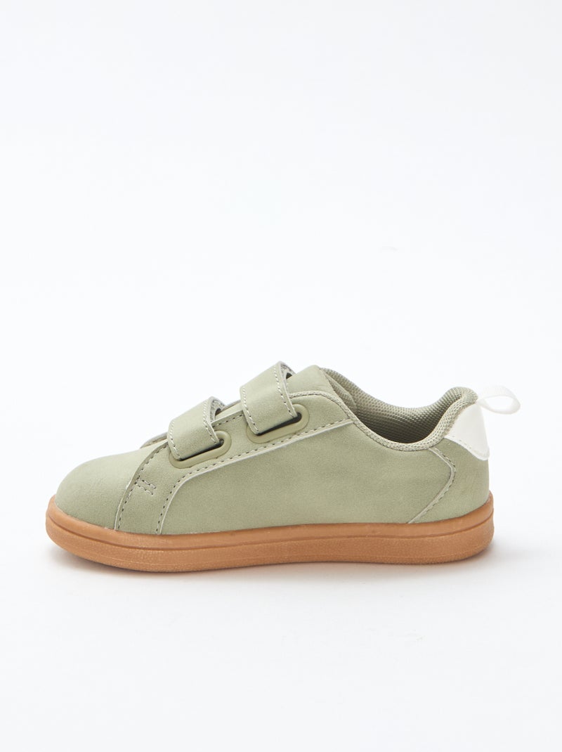 Sneakers basse con velcro in suede bicolore Verde - Kiabi