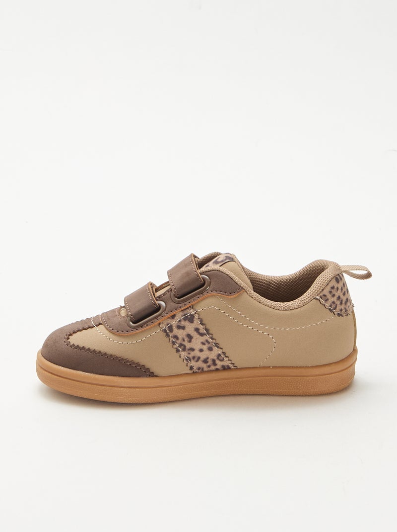 Sneakers basse con velcro Marrone - Kiabi