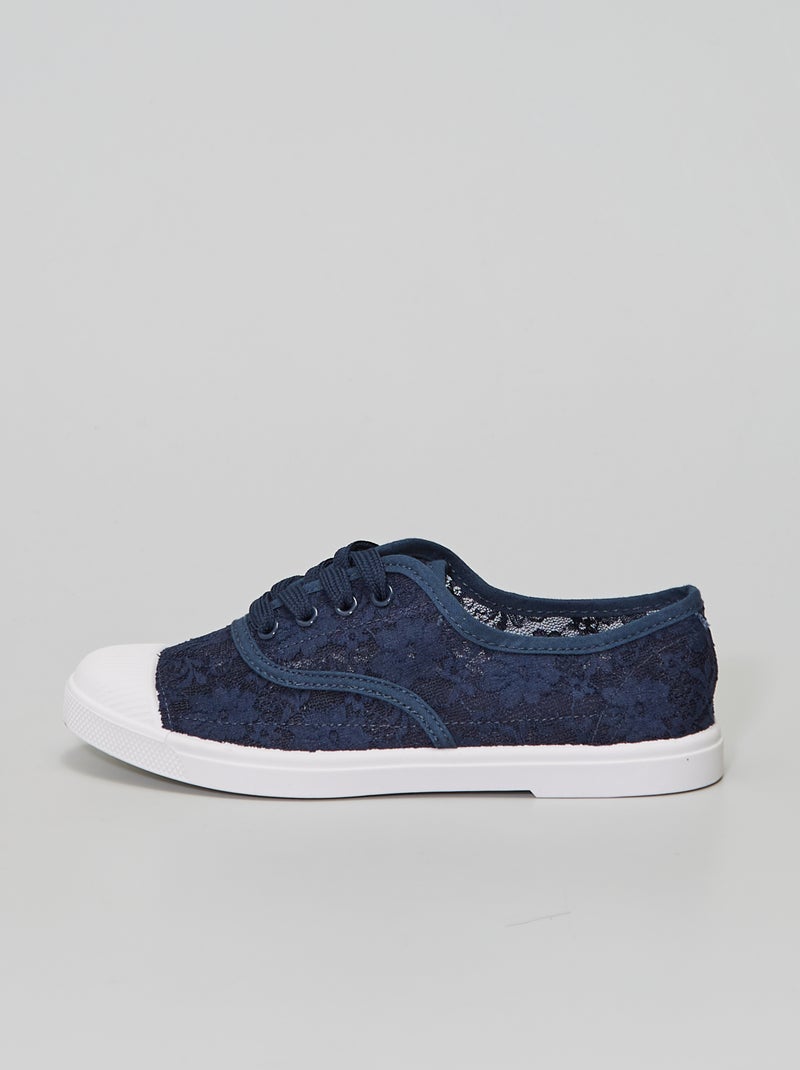 Sneakers basse in pizzo blu navy - Kiabi