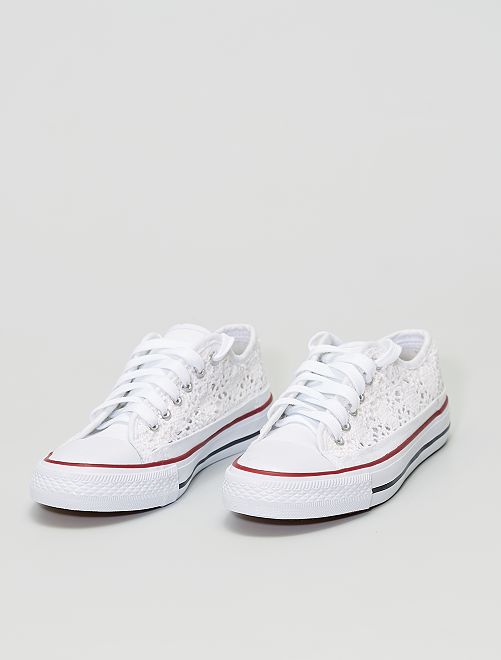 Sneakers basse in pizzo e in macramè - bianco - Kiabi - 18.00€
