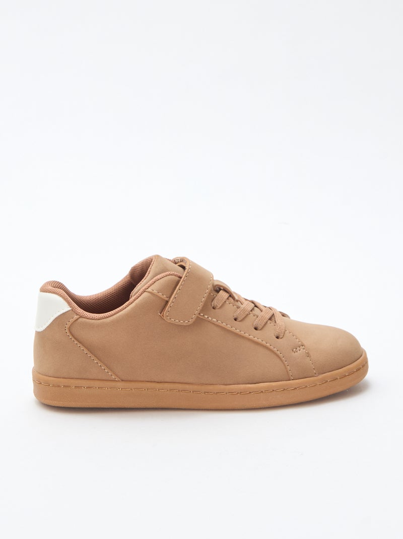 Sneakers basse in simil suede con velcro Marrone - Kiabi