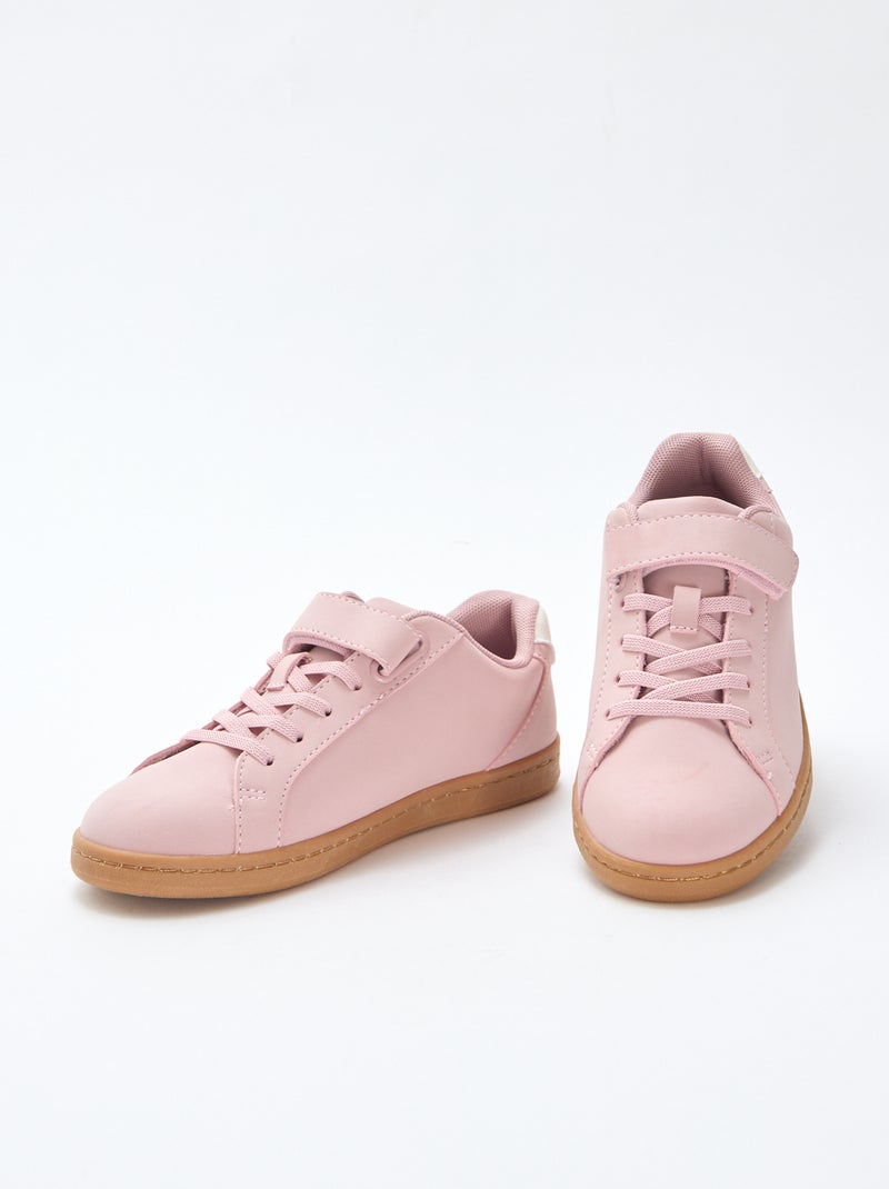 Sneakers basse in simil suede con velcro Rosa - Kiabi