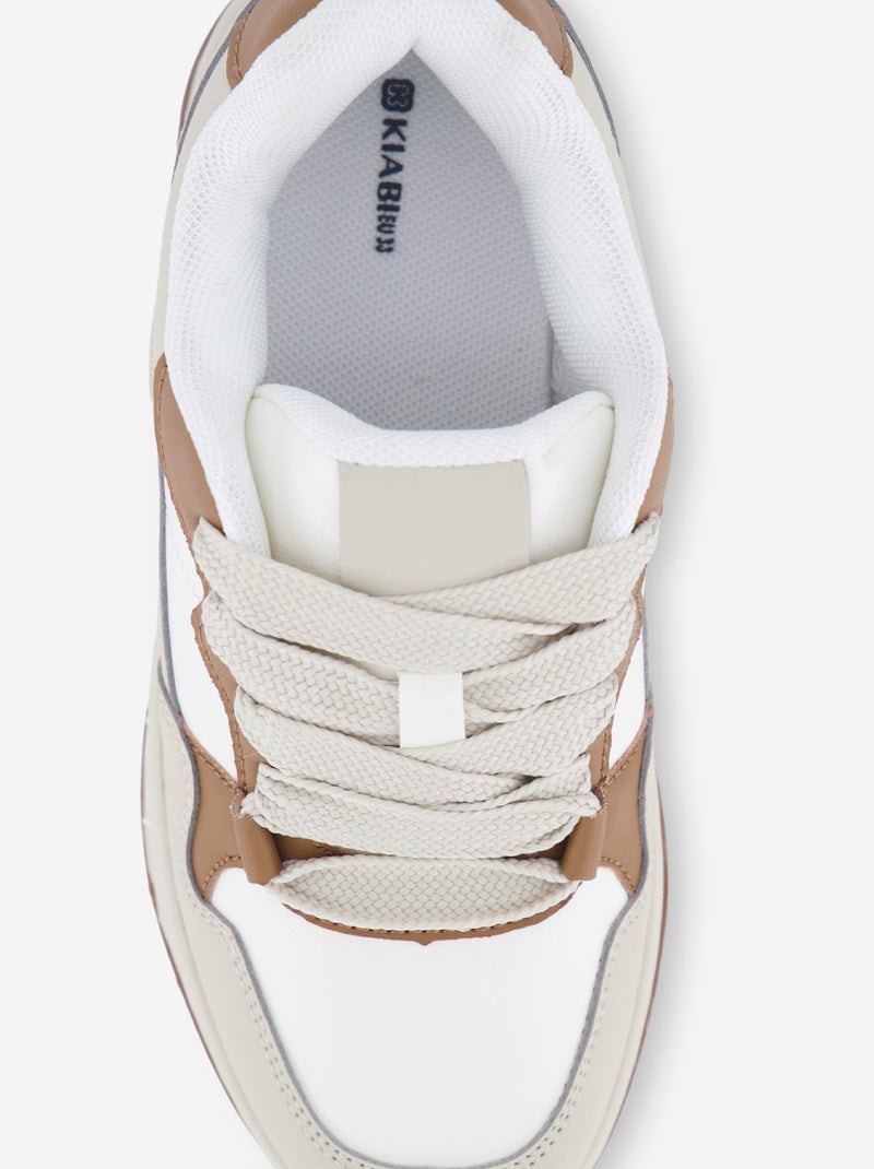 Sneakers basse in similpelle Beige - Kiabi