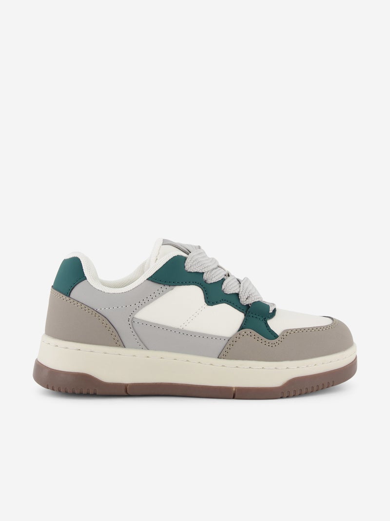 Sneakers basse in similpelle Grigio - Kiabi