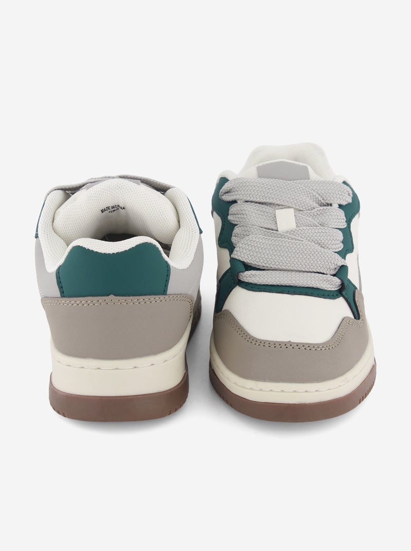 Sneakers basse in similpelle Grigio - Kiabi