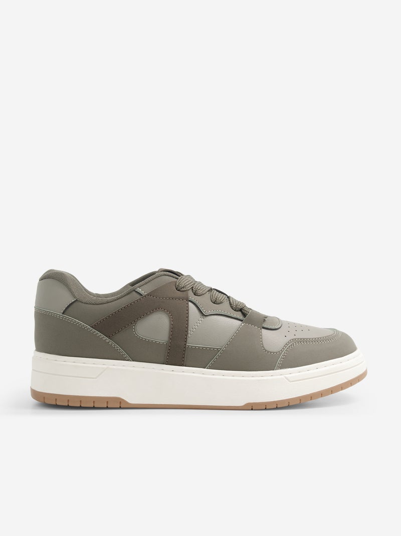 Sneakers basse in similpelle Kaki - Kiabi