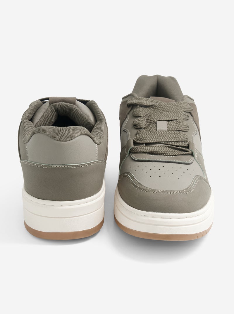 Sneakers basse in similpelle Kaki - Kiabi