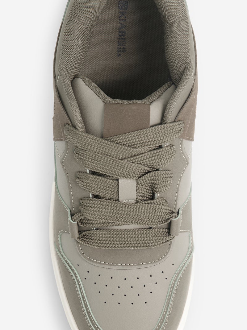 Sneakers basse in similpelle Kaki - Kiabi