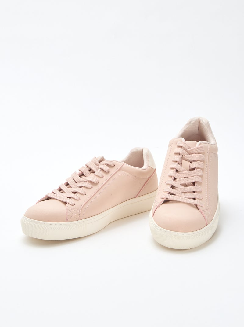 Sneakers basse in suede lucido Beige - Kiabi