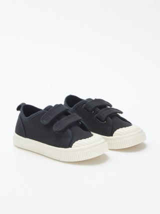Sneakers basse in tela con chiusure a strappo
