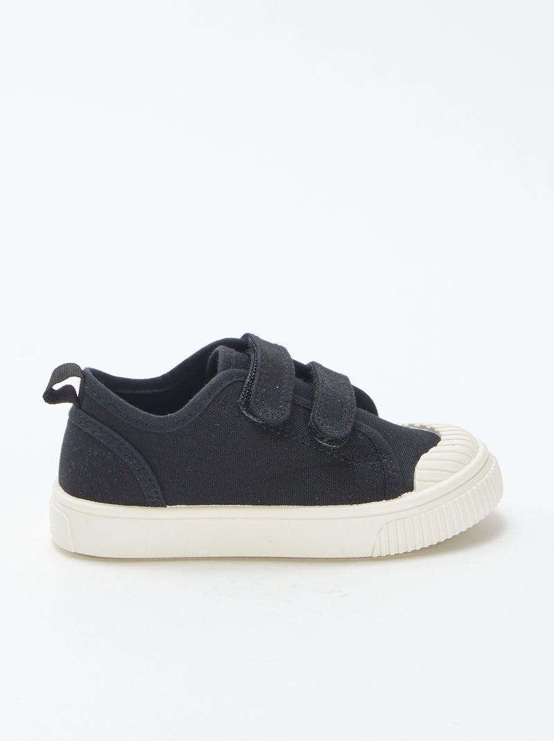 Sneakers basse in tela con chiusure a strappo NERO - Kiabi