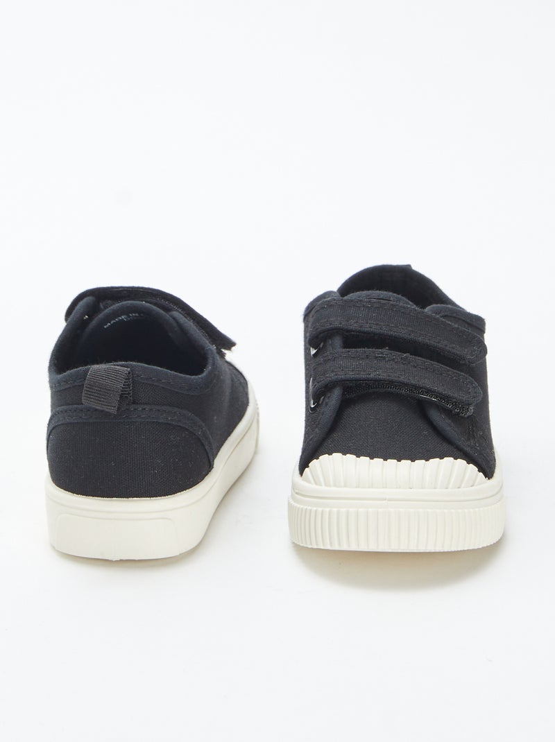 Sneakers basse in tela con chiusure a strappo NERO - Kiabi