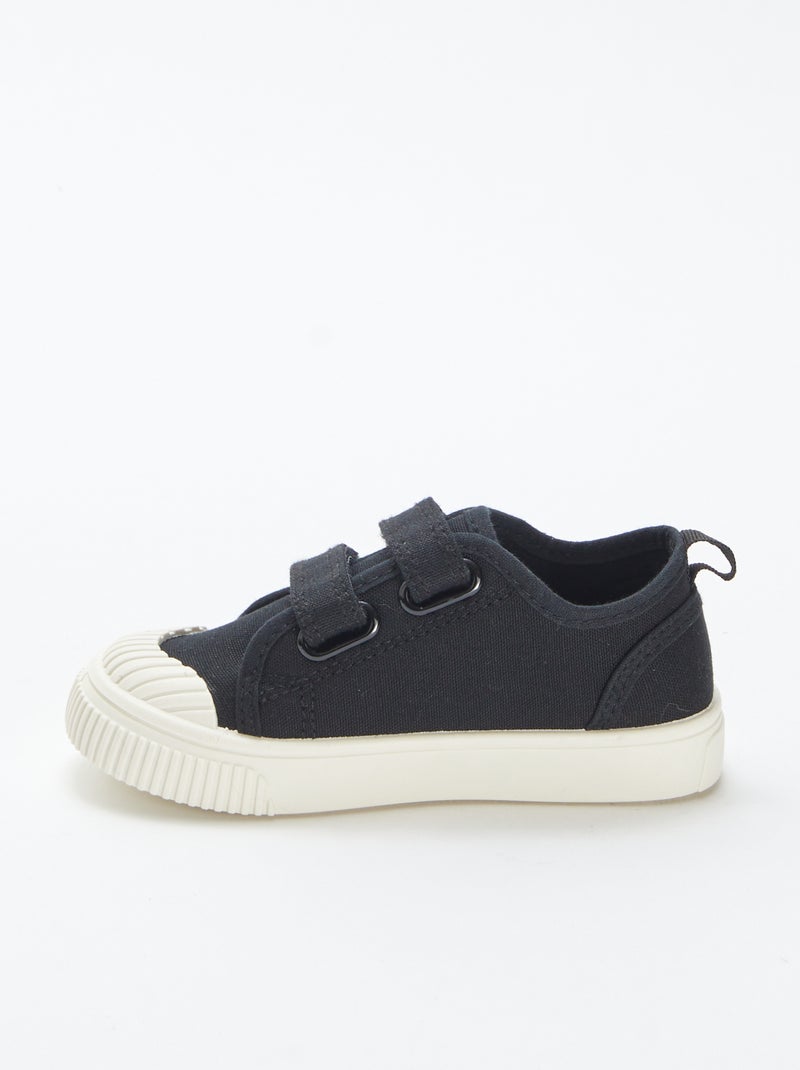 Sneakers basse in tela con chiusure a strappo NERO - Kiabi