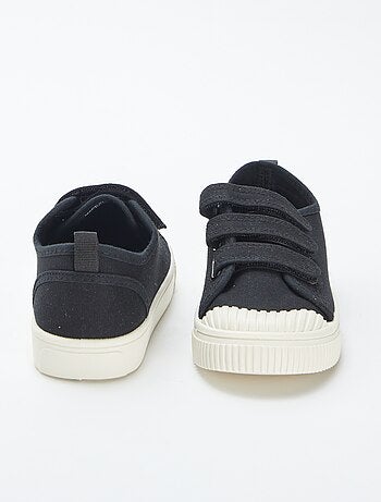 Sneakers basse in tela con chiusure a strappo