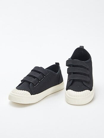 Sneakers basse in tela con chiusure a strappo