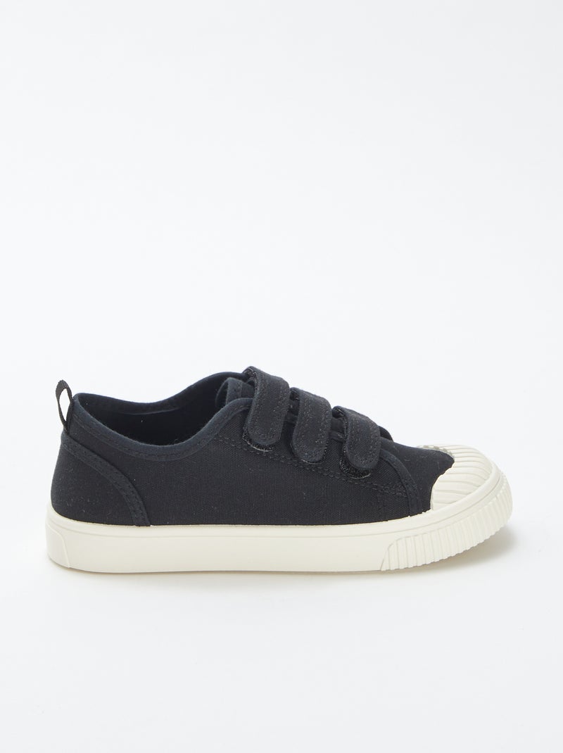 Sneakers basse in tela con chiusure a strappo NERO - Kiabi