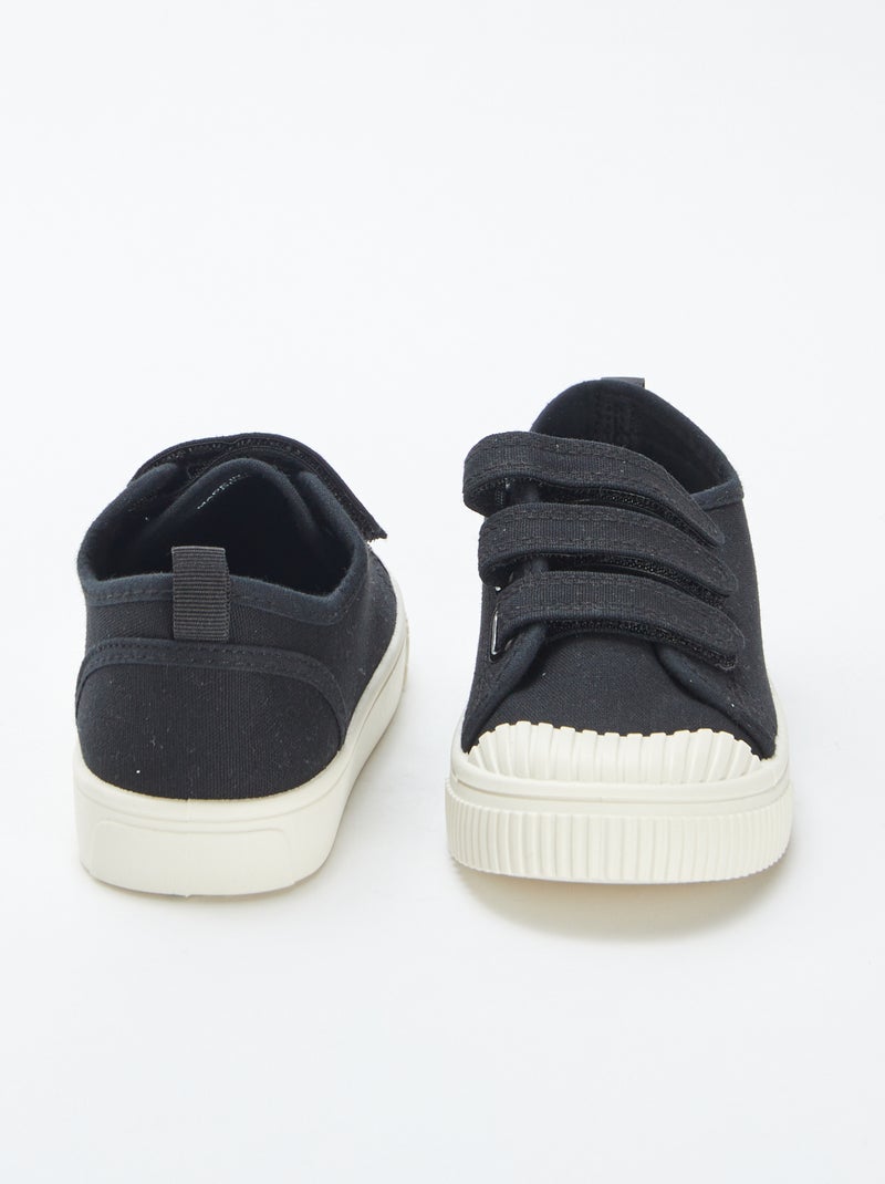 Sneakers basse in tela con chiusure a strappo NERO - Kiabi