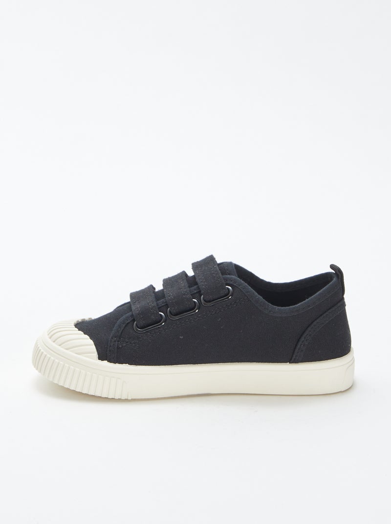 Sneakers basse in tela con chiusure a strappo NERO - Kiabi