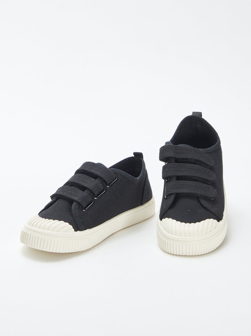 Sneakers basse in tela con chiusure a strappo NERO - Kiabi