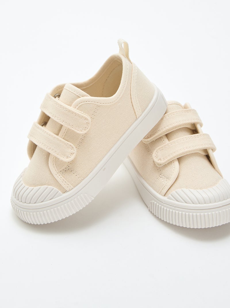 Sneakers basse in tela con strappi Beige - Kiabi