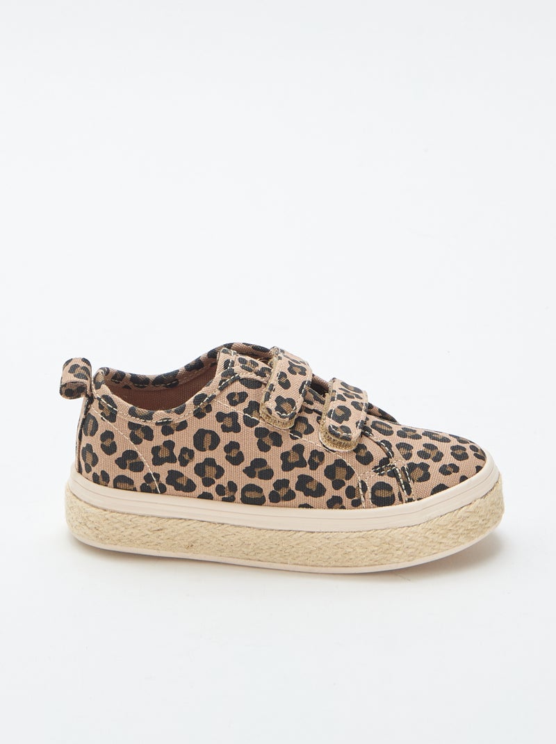 Sneakers basse in tela con suola in corda Marrone - Kiabi