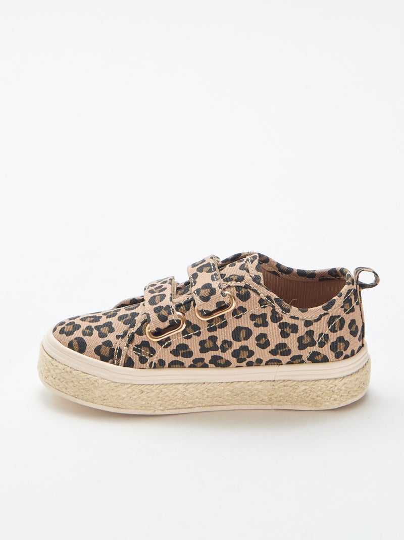 Sneakers basse in tela con suola in corda Marrone - Kiabi