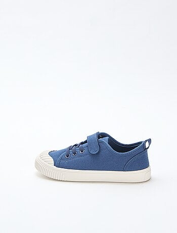 Sneakers basse in tela con velcro