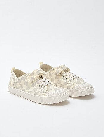 Sneakers basse in tela con velcro