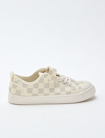 Sneakers basse in tela con velcro