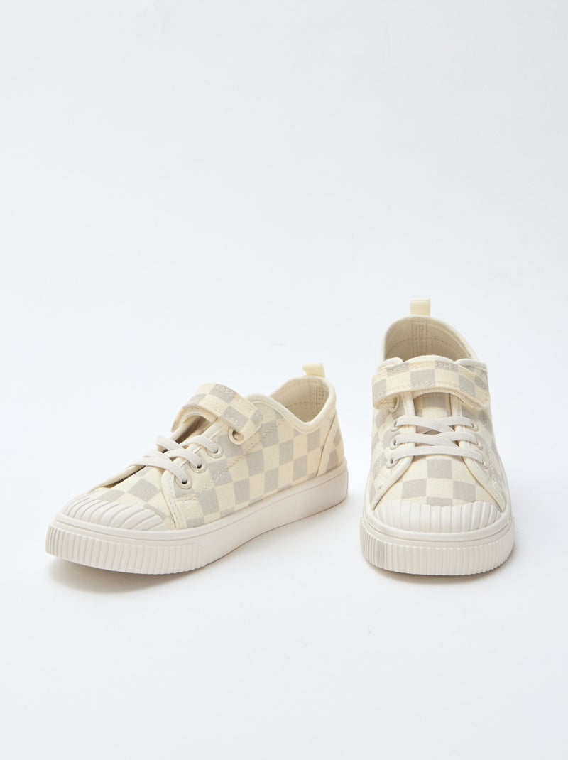 Sneakers basse in tela con velcro Grigio - Kiabi