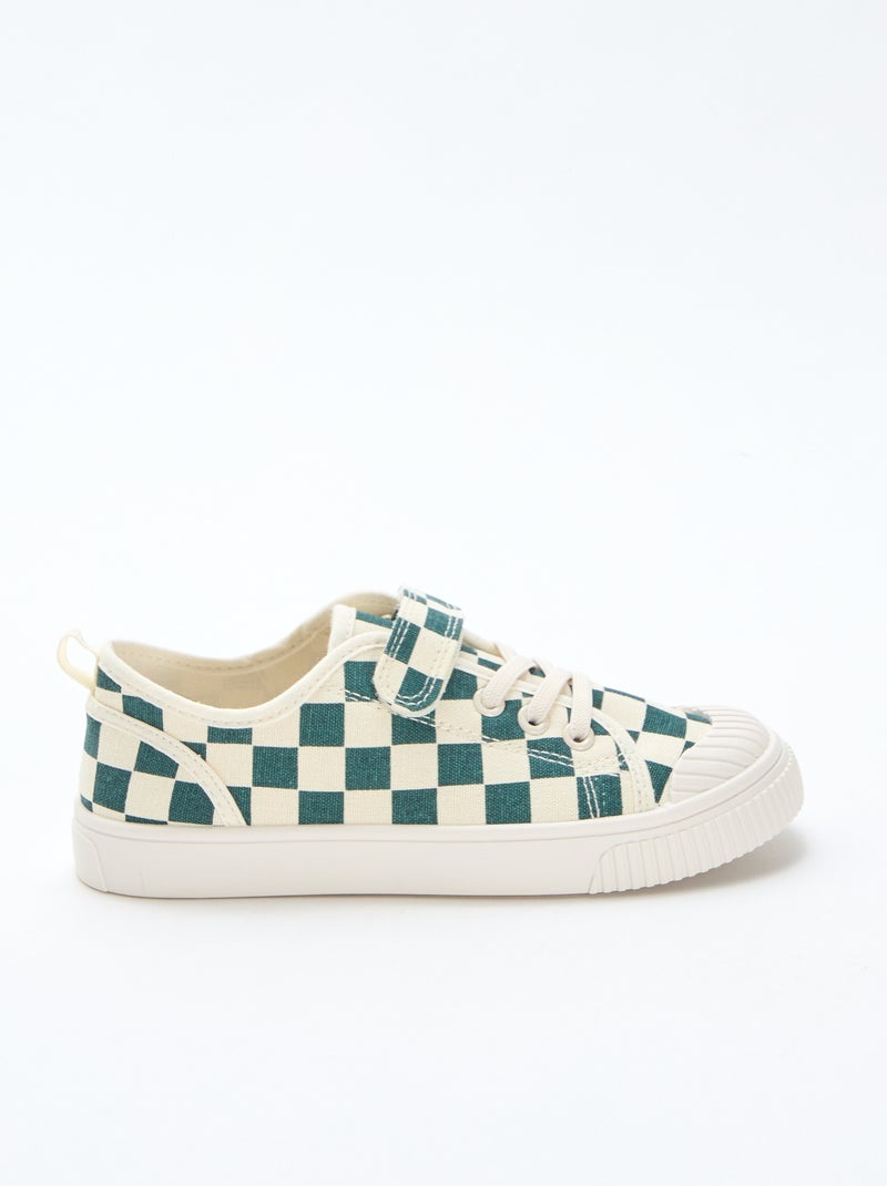 Sneakers basse in tela con velcro Verde - Kiabi