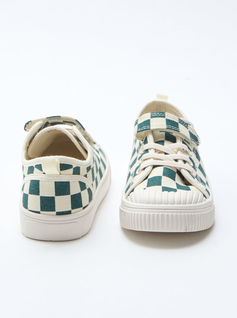 Sneakers basse in tela con velcro Verde - Kiabi