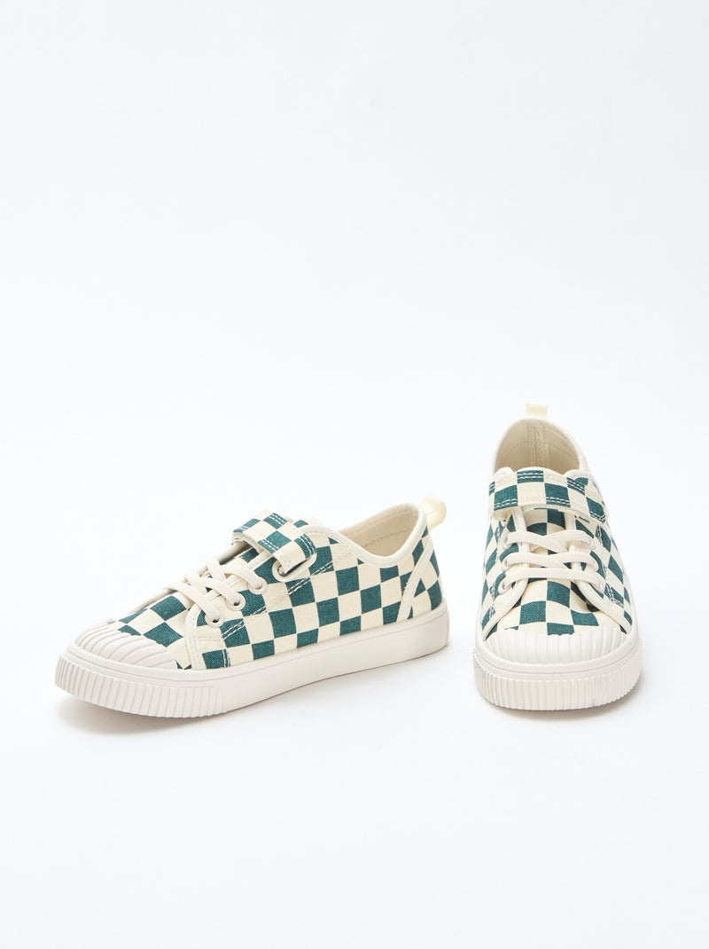 Sneakers basse in tela con velcro Verde - Kiabi