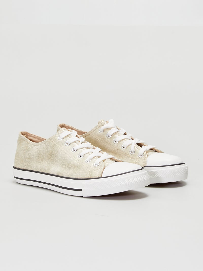 Sneakers basse in tela lucida BEIGE - Kiabi