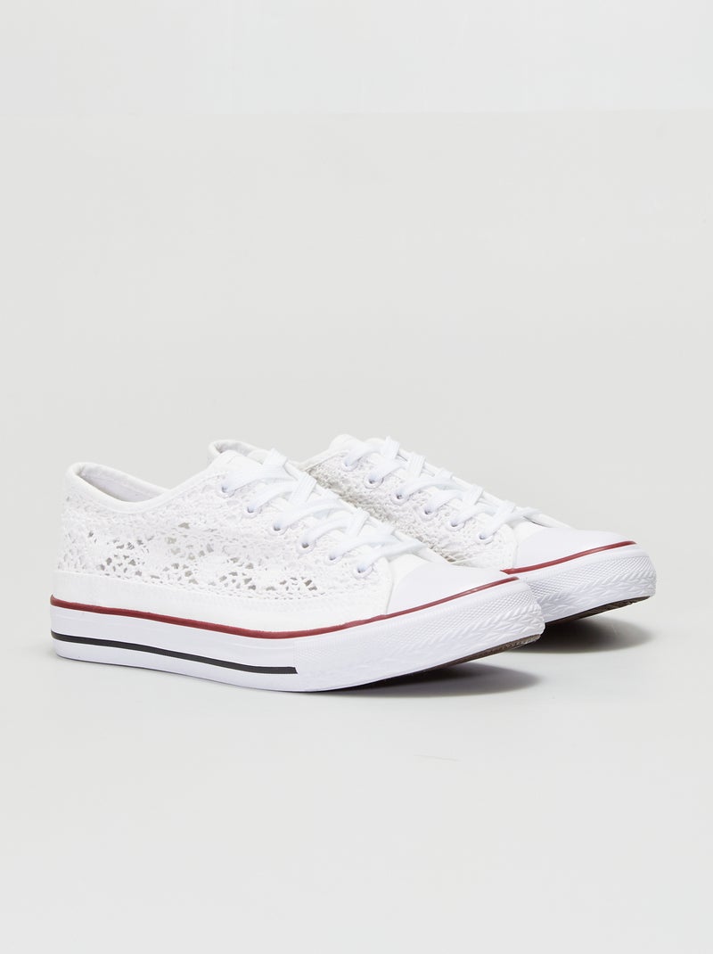 Sneakers basse in tela macramé bianco - Kiabi