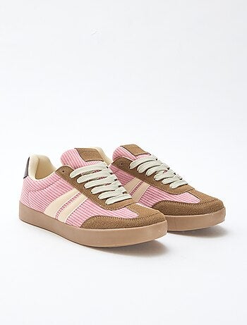 Sneakers basse in velluto a coste con lacci