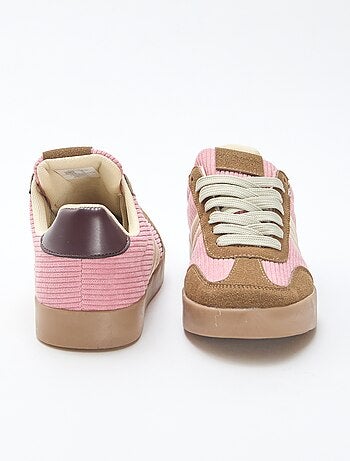 Sneakers basse in velluto a coste con lacci