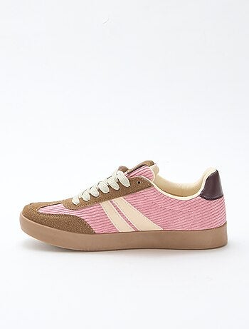 Sneakers basse in velluto a coste con lacci