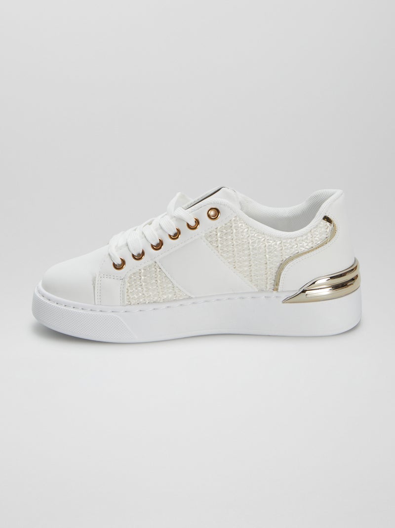 Sneakers basse in vimini BIANCO - Kiabi