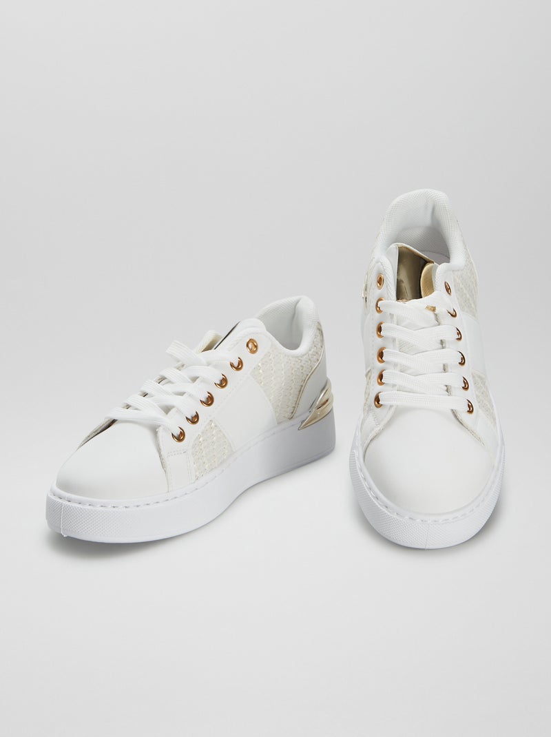 Sneakers basse in vimini BIANCO - Kiabi