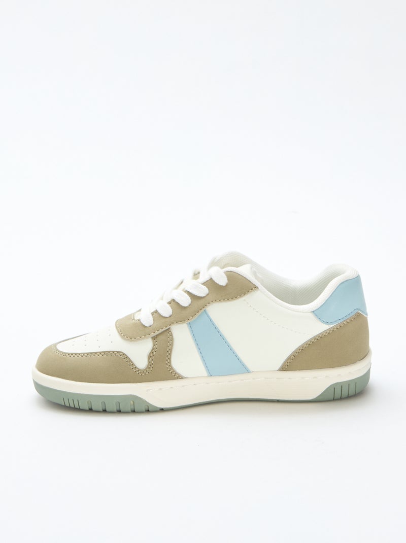 Sneakers basse rinforzate tricolore Kaki - Kiabi